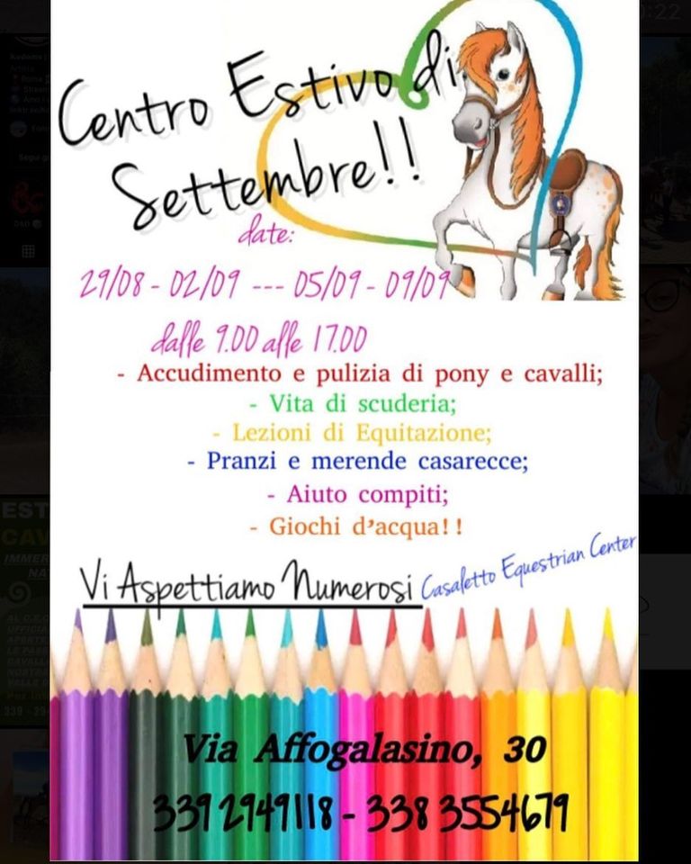 Centro estivo Settembre Roma Casaletto